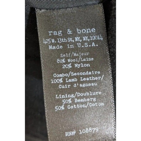 Rag & Bone Women Coat Double Breasted Gray Wool Lamb Leather Preppy Medium - Picture 11 of 12